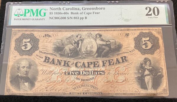 North carolina bank cape fear $20 pcgs.