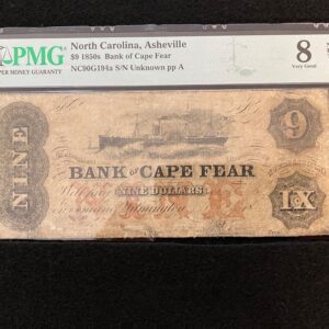 Bank of cape fear nine dollar bill