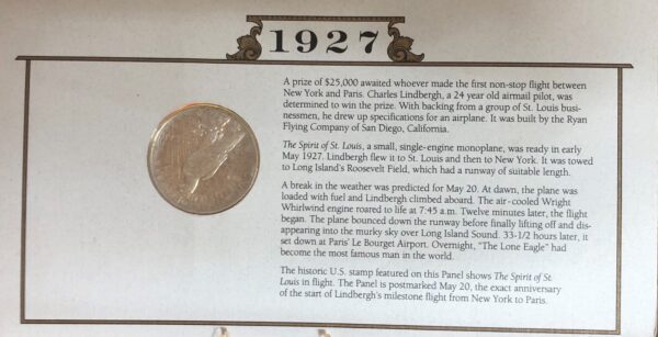 A plaque with information about the 1 9 2 7 lincoln penny.